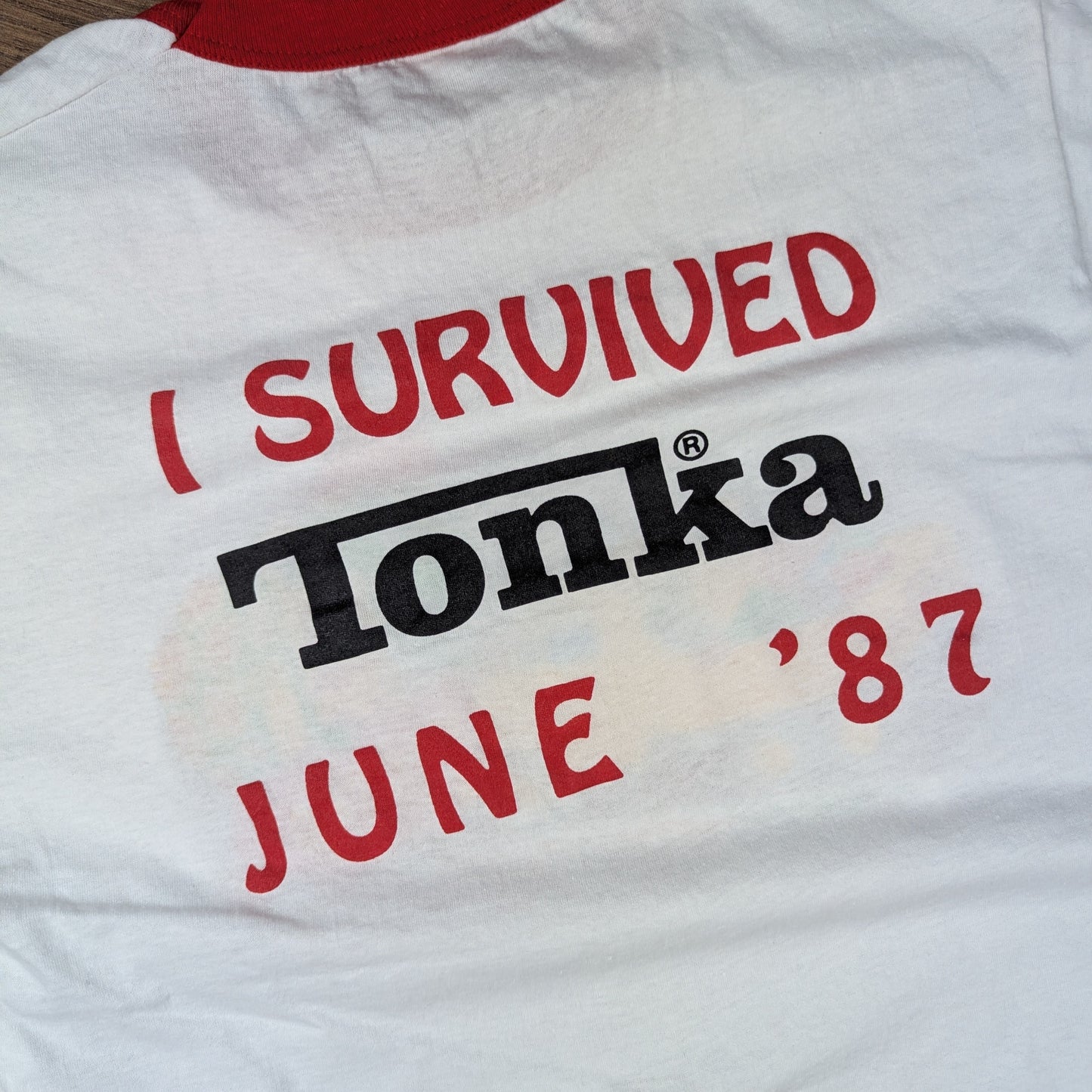 White Red Vintage Single Stitch '87 I Survived Tonka Truck Turtle T-Shirt Size M