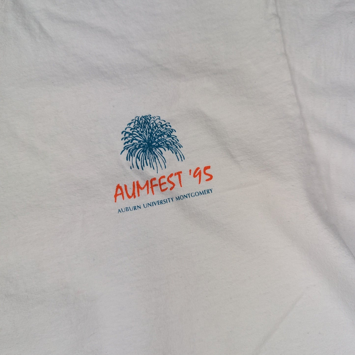 Vintage 90's White Single Stitch Auburn University Aumfest T-Shirt Size XL