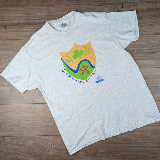 Vintage 90's Grey Single Stitch Hanes St Patricks Day Graphic T-Shirt Size XL