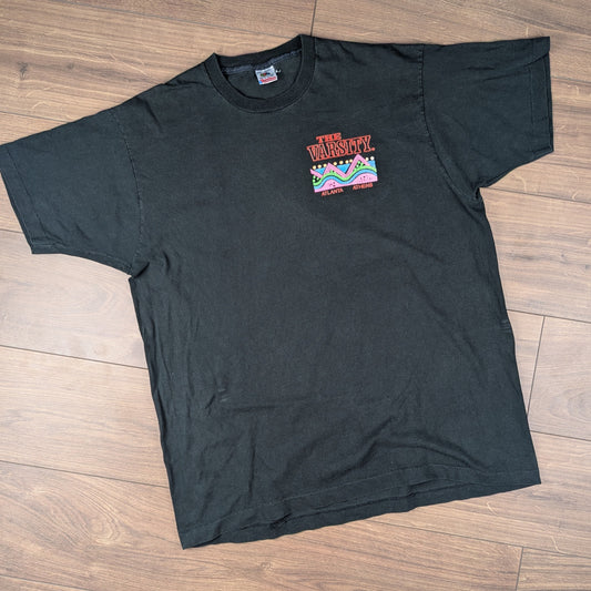 Vintage 90's Black Single Stitch The Varsity Graphic T-Shirt Size XXL