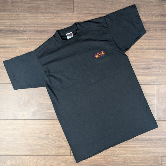 Vintage 90s Single Stitch Black Embroidered Fruit of the Loom T-shirt Size M