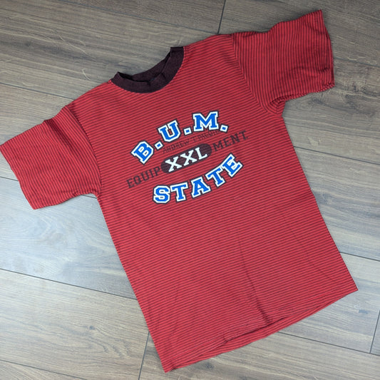Vintage 90s Single Stitch Red Bum State B.U.M. Equipment T-shirt Size S