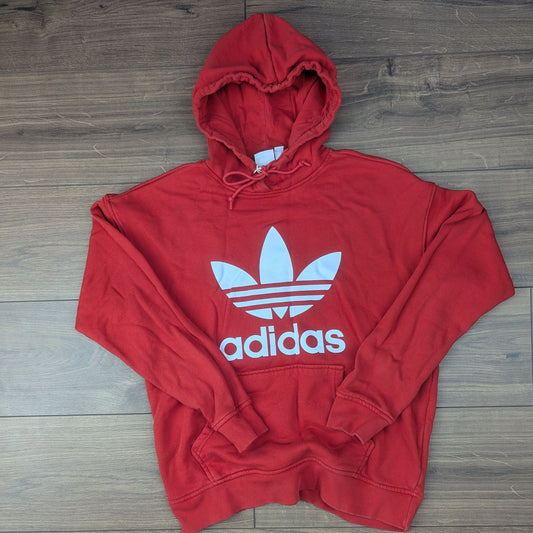 Red Adidas Trefoil Spellout Hoodie UK10/S
