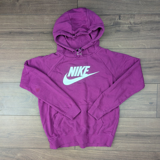 Purple Nike Swoosh Spellout Logo Graphic Hoodie Women's S