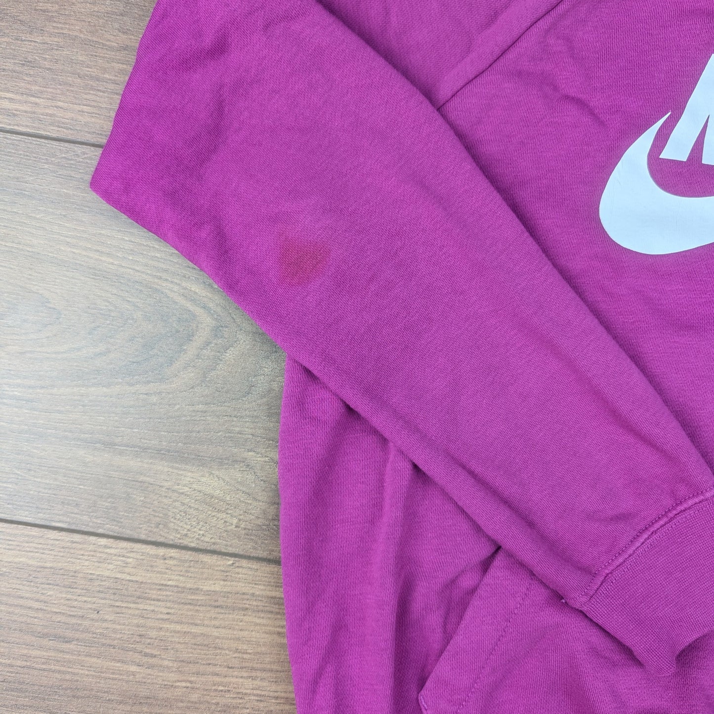Purple Nike Swoosh Spellout Logo Graphic Hoodie Women's S