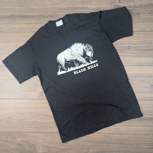 Vintage 80s 90s Black Hills Buffalo Graphic T-Shirt Size S