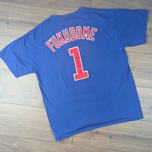 Blue Majestic Fukudome Chicago Cubs MLB Baseball T-shirt Size M