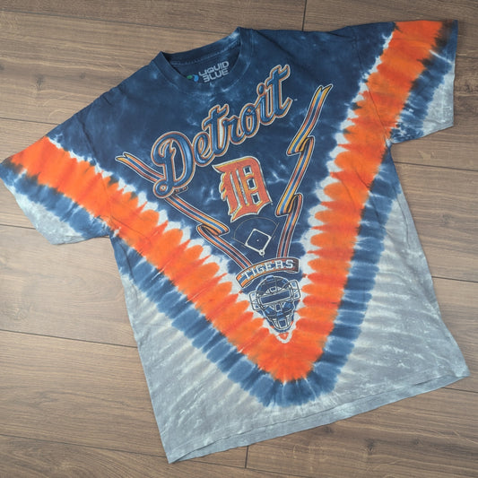 Blue Orange Vintage Tie Dye Detroit Tigers MLB T-Shirt Size L