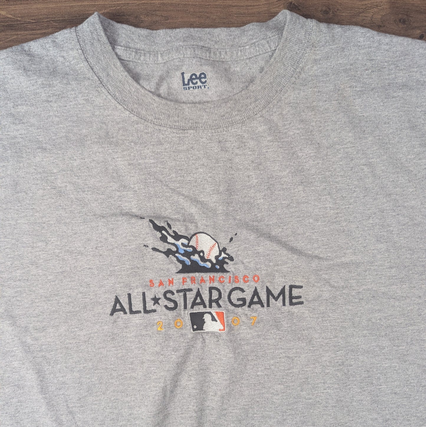 Lee Sport Grey MLB 2007 San Francisco All Star Game Embroidered T-Shirt Size L