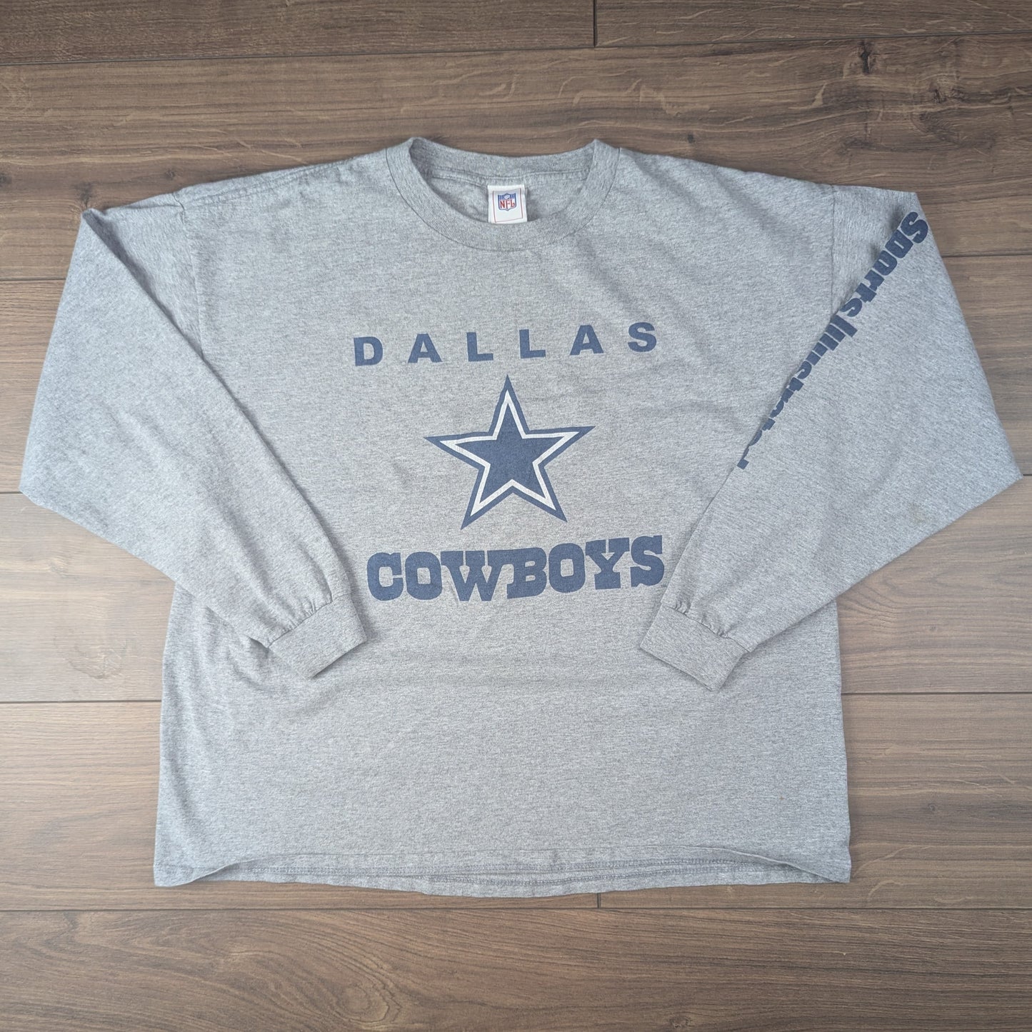 Grey Vintage 00's NFL Dallas Cowboys Long Sleeve T-Shirt Top Size XL