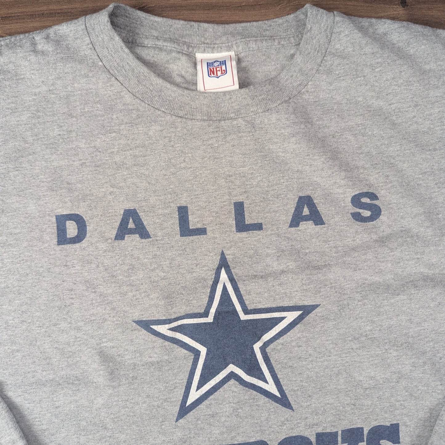 Grey Vintage 00's NFL Dallas Cowboys Long Sleeve T-Shirt Top Size XL