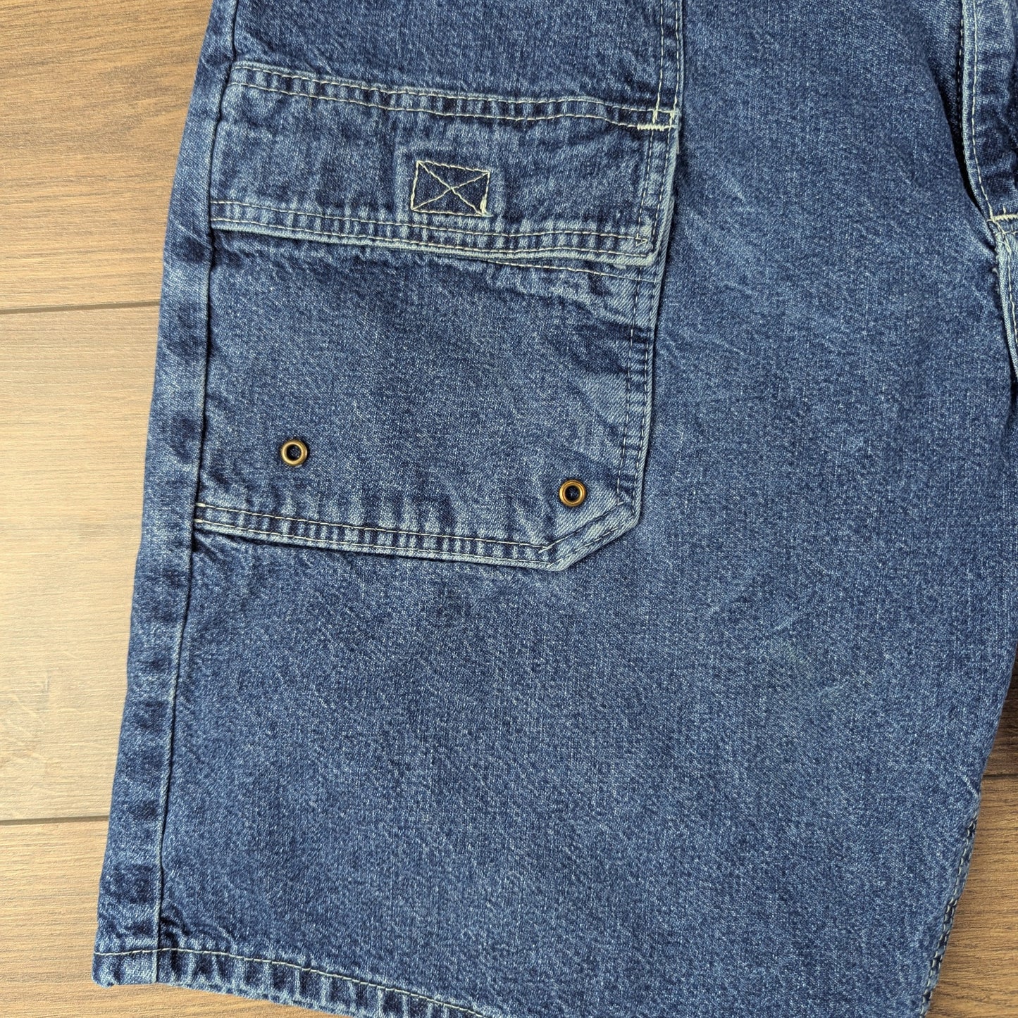 Blue Vintage Wrangler Cargo Carpenter Jorts Denim Jean Shorts W36