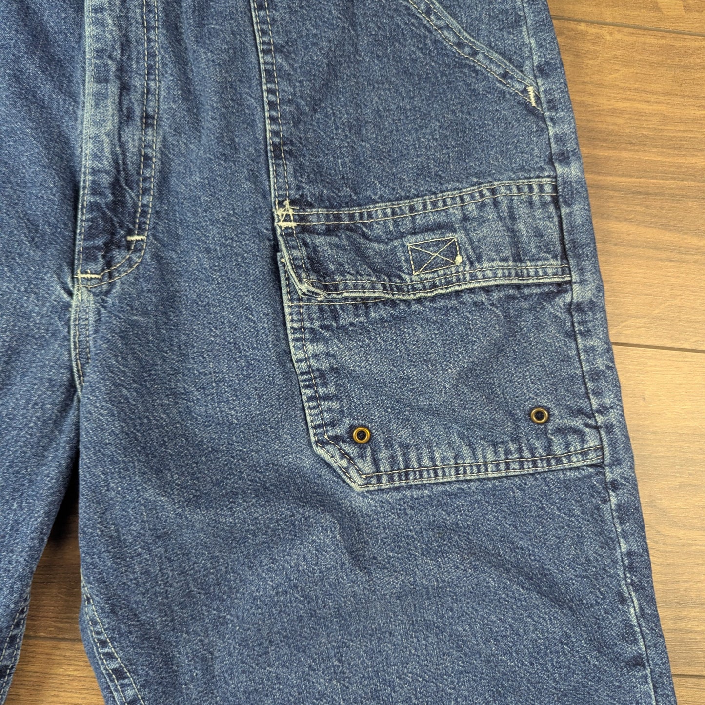 Blue Vintage Wrangler Cargo Carpenter Jorts Denim Jean Shorts W36