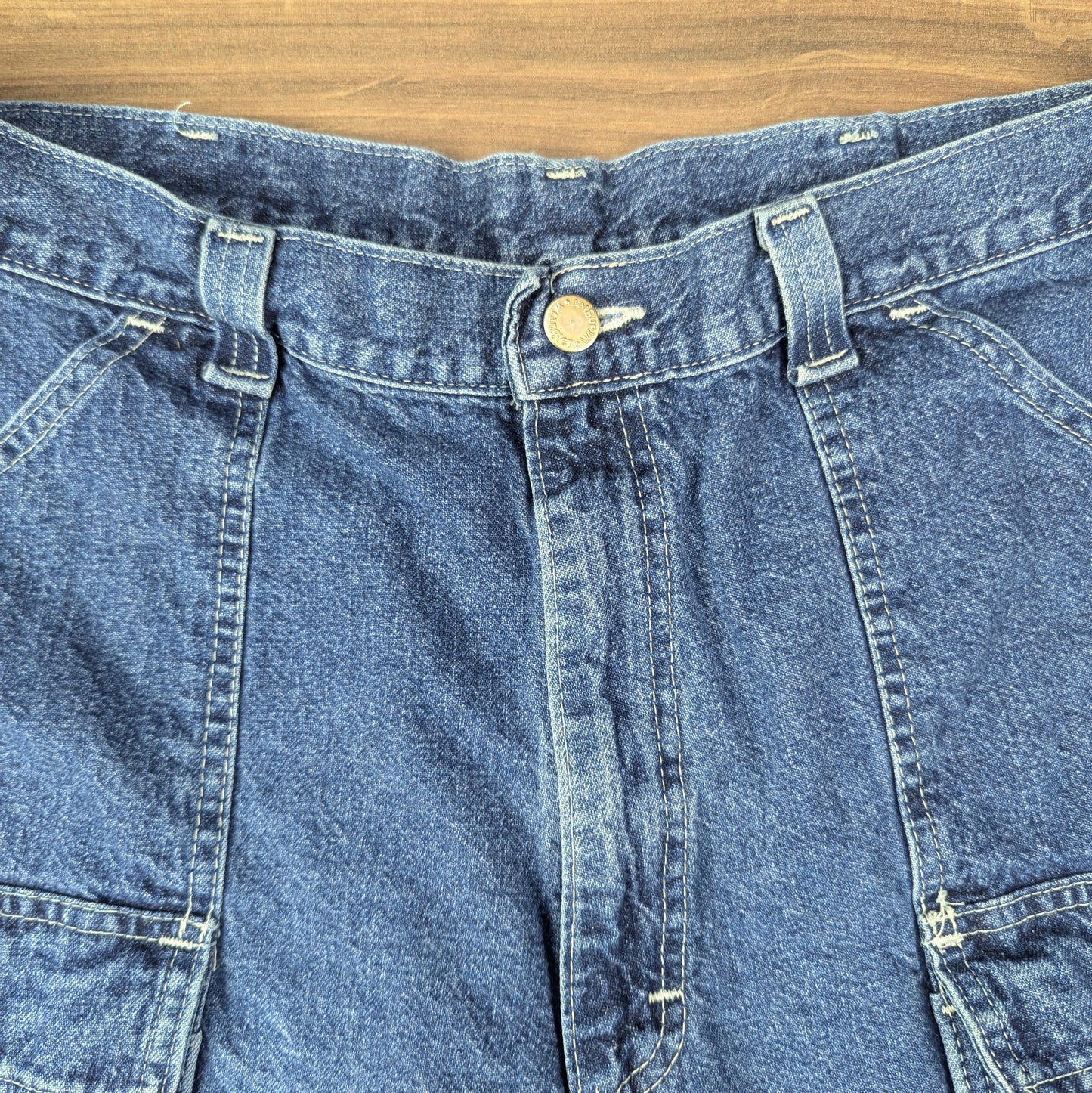 Blue Vintage Wrangler Cargo Carpenter Jorts Denim Jean Shorts W36