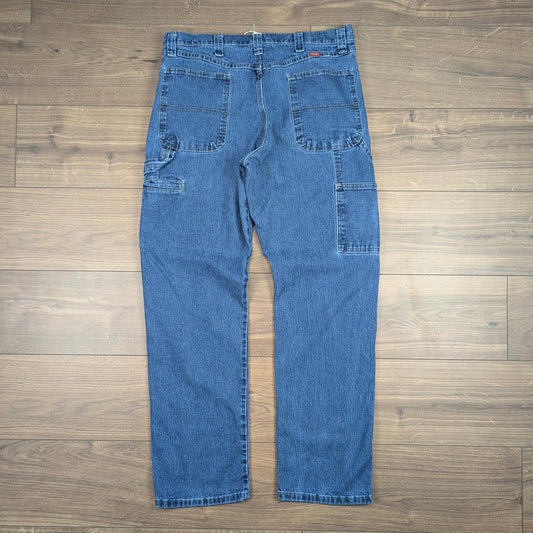 Blue Vintage Wrangler Carpenter Jeans Baggy Cargo Skater Straight Leg W36 L32