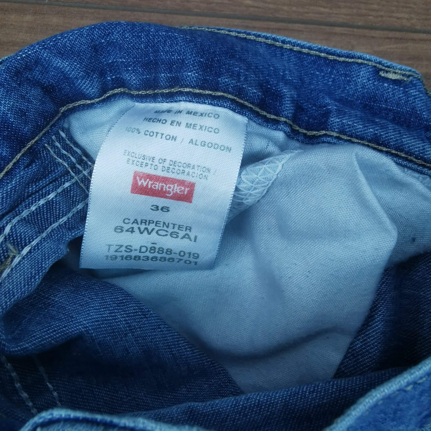 Vintage Wrangler Blue Denim Jean Shorts Jorts Carpenter Cargo Utility W36